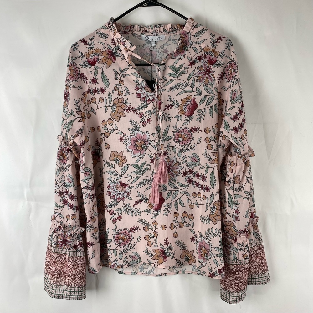 Cezele boho bell sleeve shirt NWT size M - Picture 2 of 8
